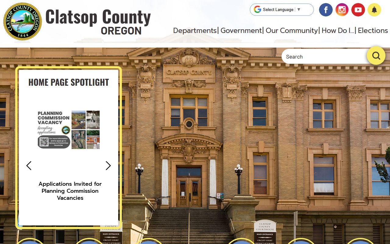 Clatsop County government website for public records access