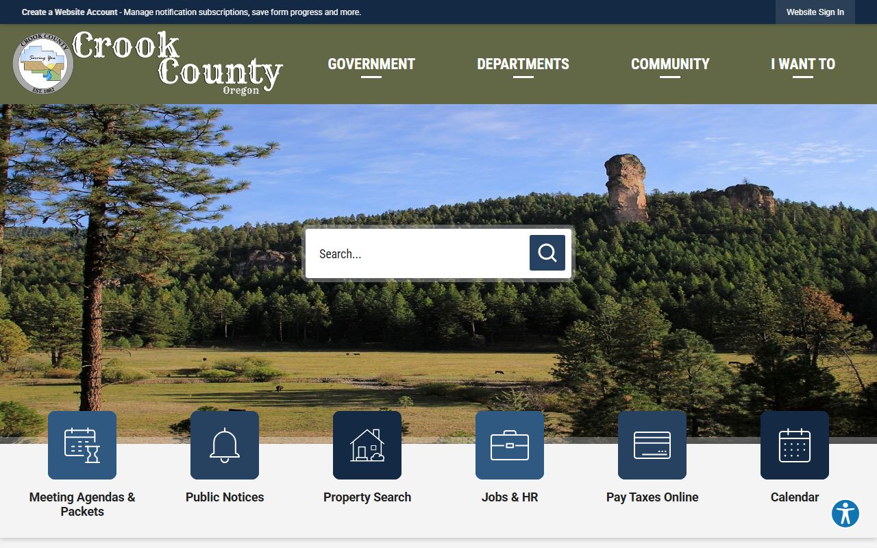 Crook County government website for warrant records and jail viewer