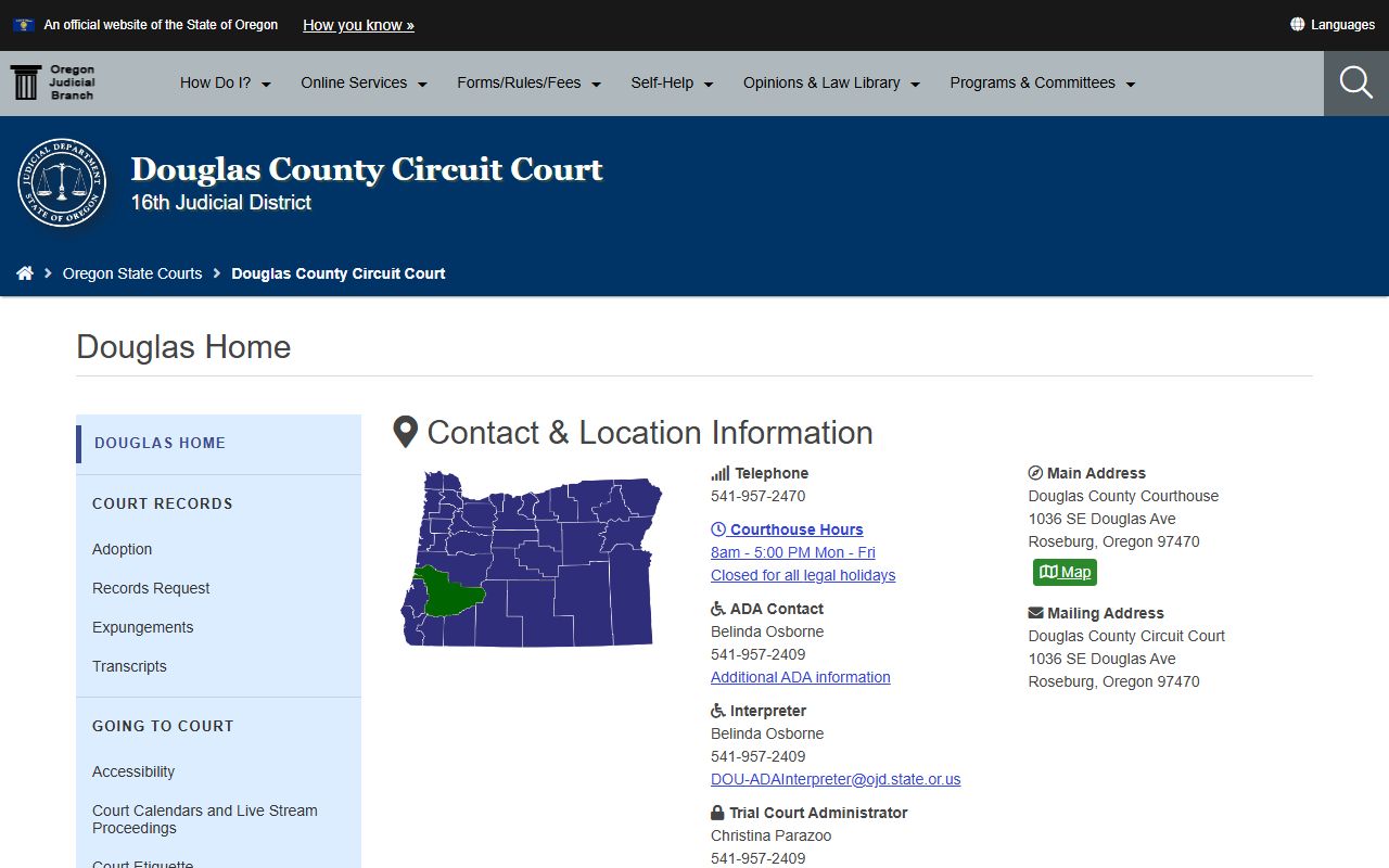 Douglas County Circuit Court website for warrant records searches