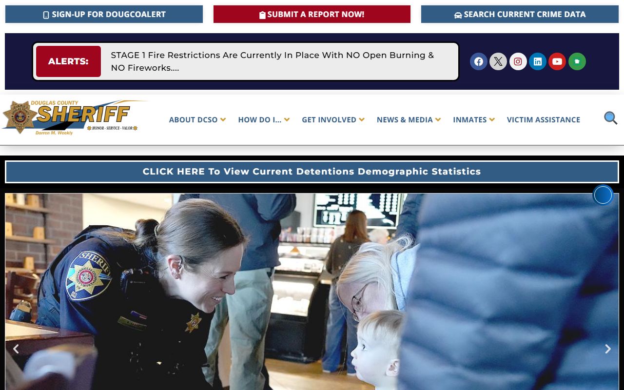 Douglas County Sheriff office website for warrant records and inmate list