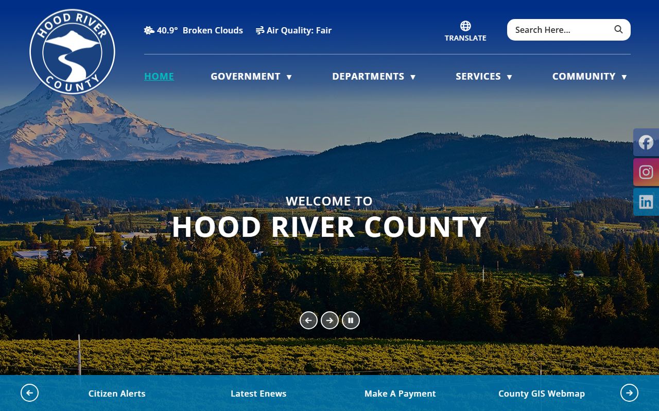 Hood River County website for warrant records information
