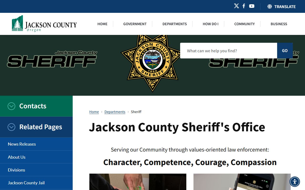 Jackson County Sheriff office for warrant records and arrests