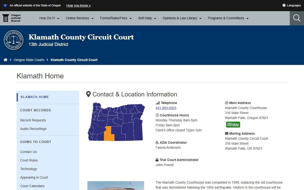 Klamath County Circuit Court warrant records search