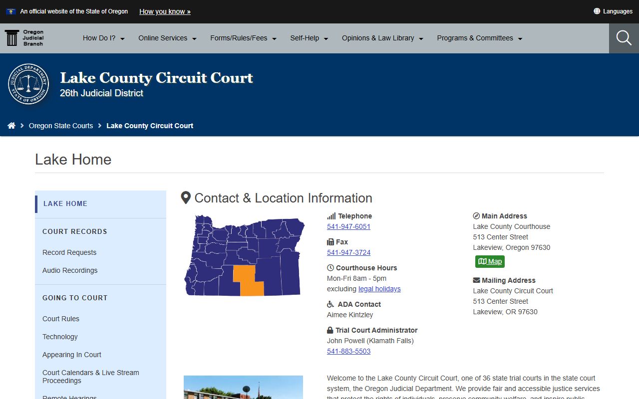 Lake County Circuit Court warrant records search page