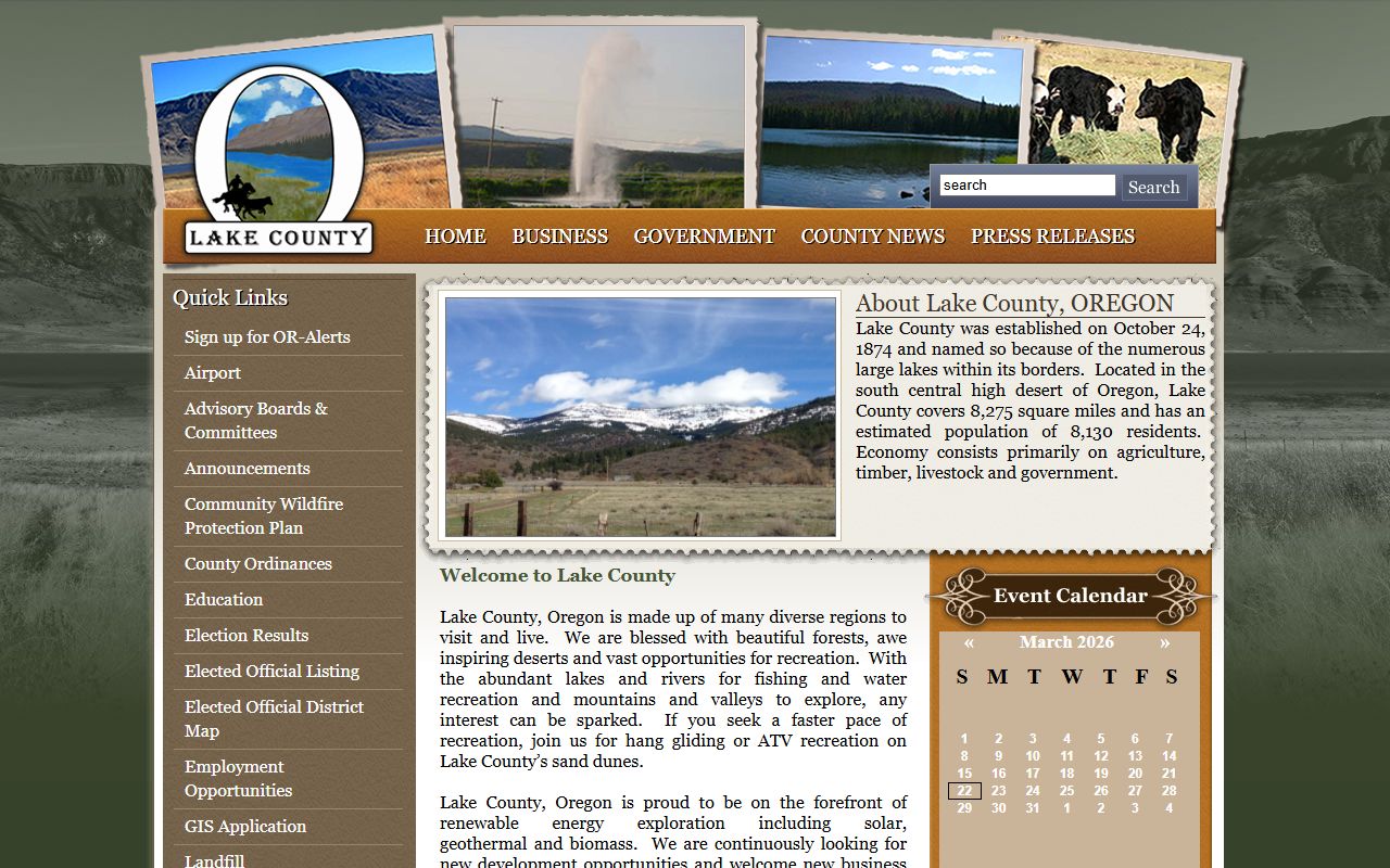 Lake County government website for warrant records