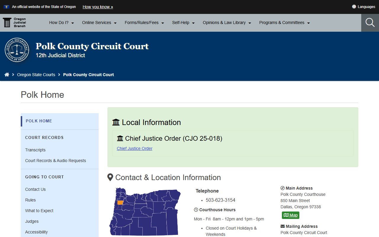 Polk County Circuit Court website for warrant records