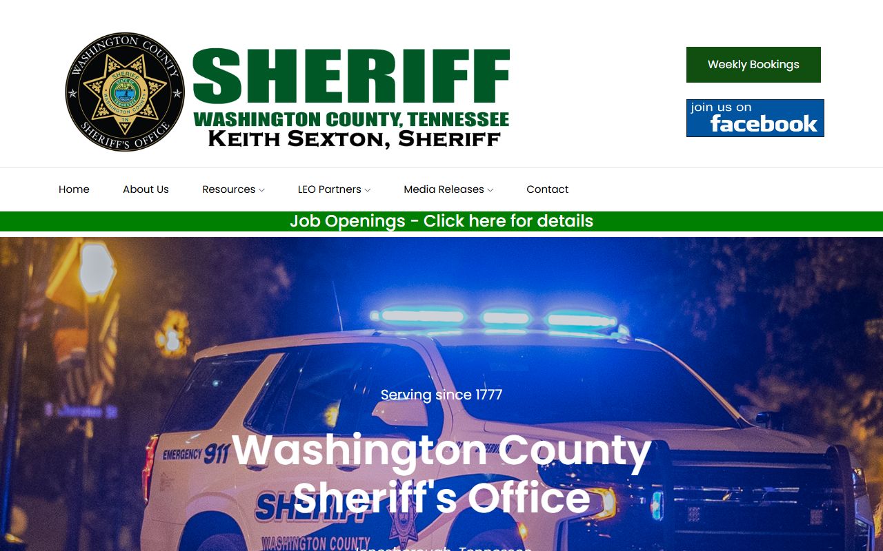 Washington County Sheriff office website for warrant records