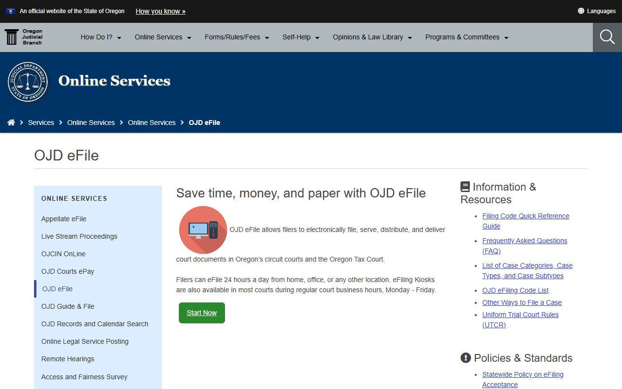 Oregon eFile system for court warrant records
